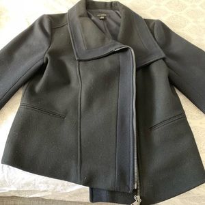 Like New Blue And Black Angle-Zip Peacoat
